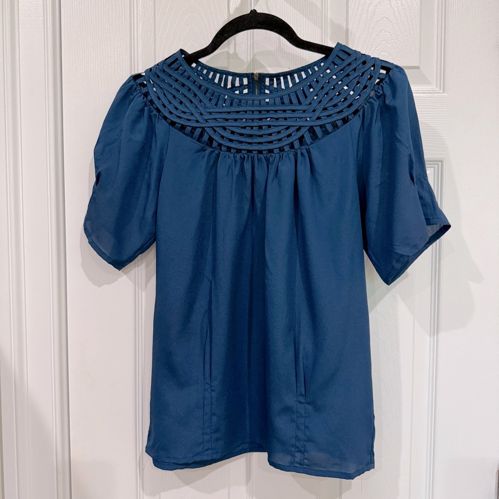 Forever 21 Blue Cutout Blouse